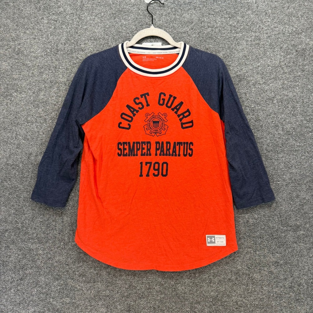 Under Armour Raglan Tshirt Women Medium Orange Coast Guard Semper Paratus Sporty